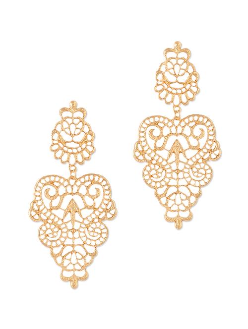 intricately crafted gold long earrings - 923589 - Very Small Image - 1