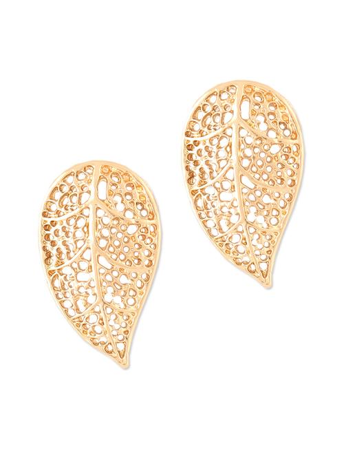 gold leaf patterned earrings - 923599 - Very Small Image - 1