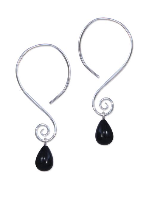 black drop silver earrings - 923905 - Very Small Image - 1