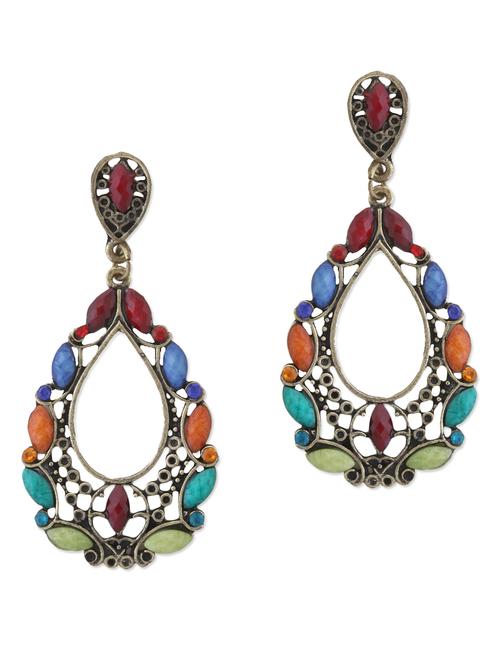 multi-coloured stone earrings - 925213 - Very Small Image - 1