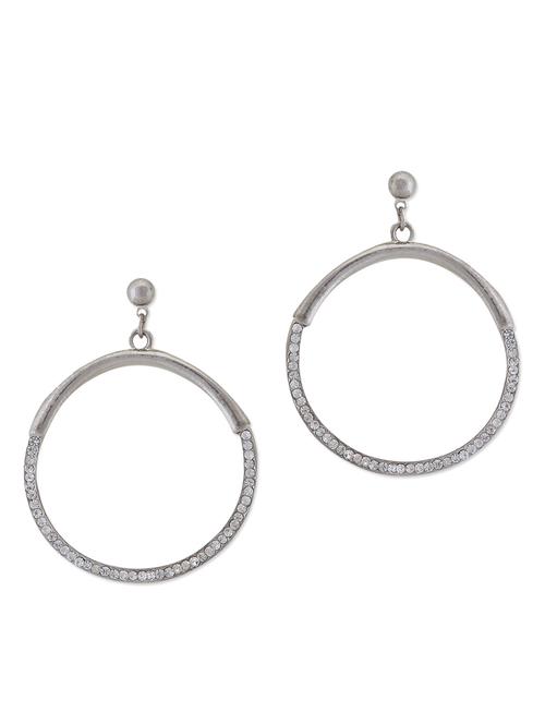 silver stone studded hoop earrings - 925237 - Very Small Image - 1
