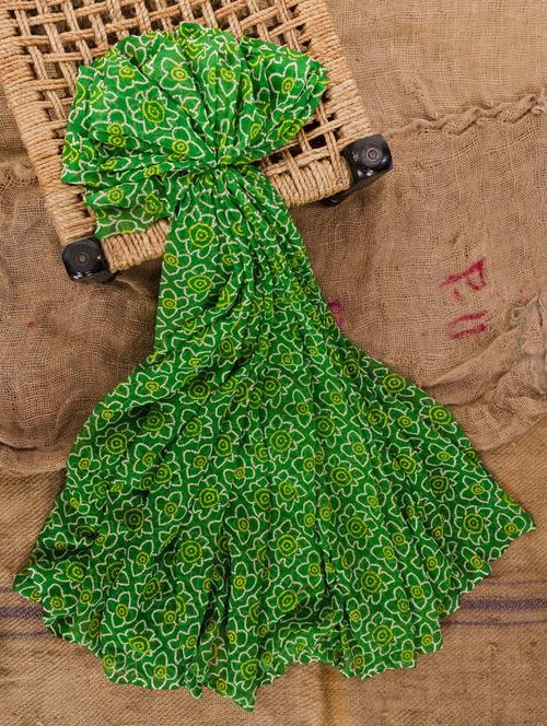 bright green jaipuri saree - 925556 - Very Small Image - 1