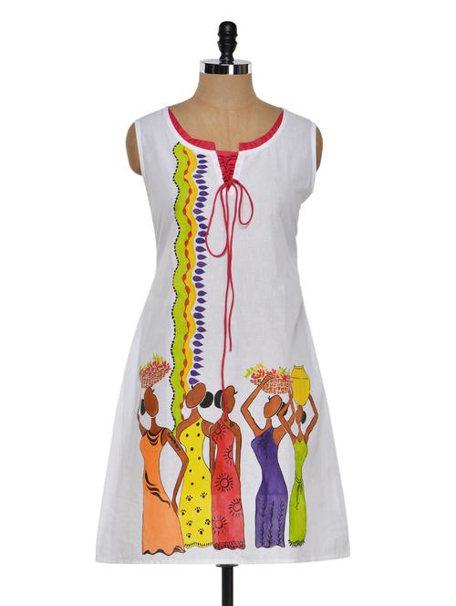 quirky white printed kurta  - 927198 - Very Small Image - 1