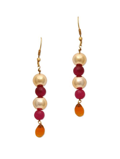 maroon and gold beaded earrings - 928405 - Very Small Image - 1