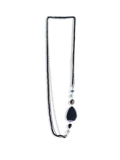 black triple-chain necklace - 9292 - Very Small Image - 1