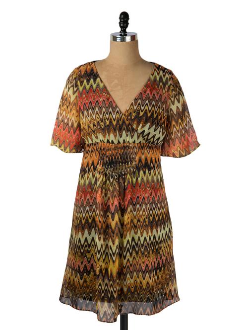 chevron print multicoloured dress - 929336 - Very Small Image - 1