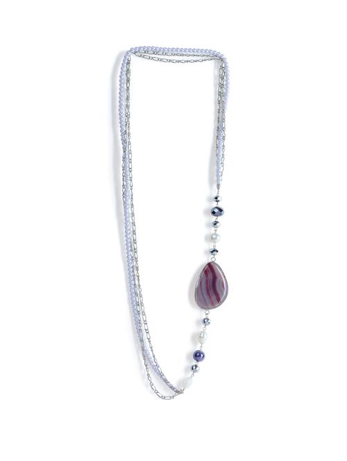 beaded necklace with purple stone - 9295 - Very Small Image - 1