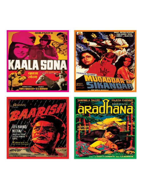 retro bollywood movie poster coasters (set of 4) - 929765 - Very Small Image - 1