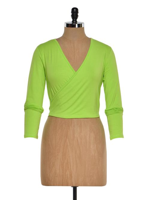 green wrap-style crop top - 929776 - Very Small Image - 1