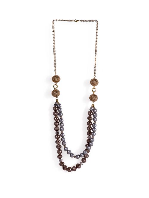 layered necklace with bead work - 9301 - Very Small Image - 1