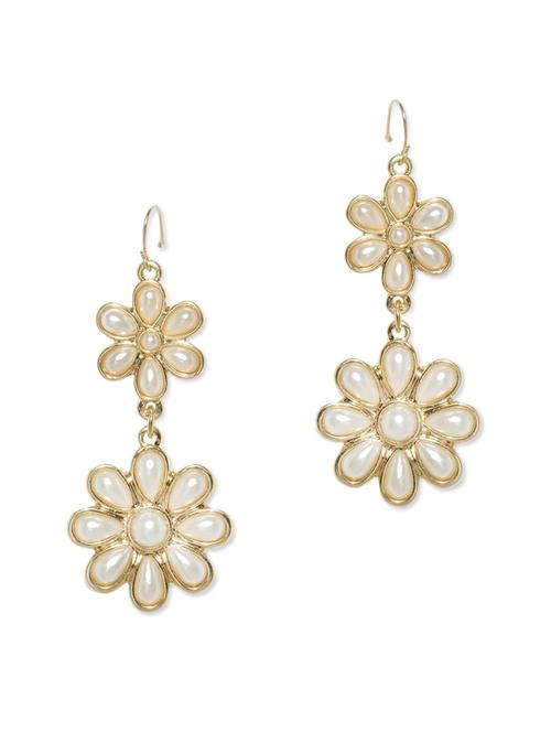  gold & white flower earrings - 931548 - Very Small Image - 1