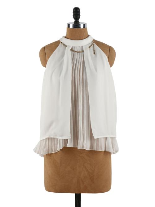 Ivory chiffon halter top with chain - 931730 - Very Small Image - 1