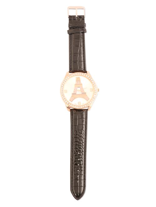 Black Eiffel Tower Crystal Studded Watch - 933307 - Very Small Image - 1
