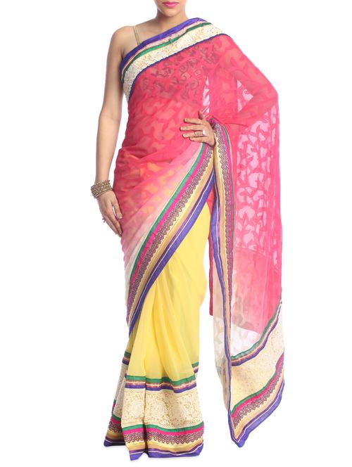 pink and yellow saree - 936515 - Very Small Image - 1
