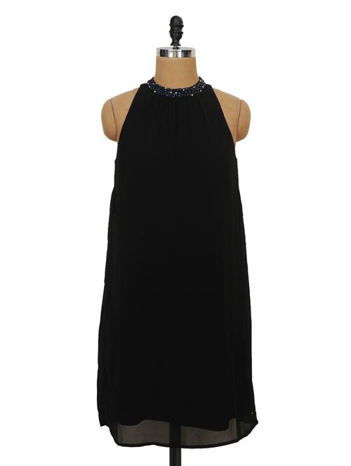 solid black dress with embellished neck - 936707 - Very Small Image - 1