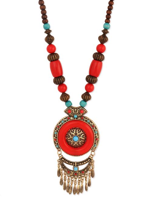 red and brown beaded necklace - 937801 - Very Small Image - 1