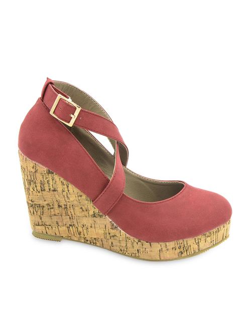 maroon leatherette wedges - 944613 - Very Small Image - 1