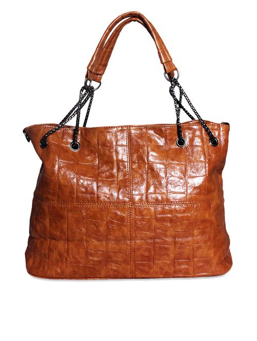 solid brown textured handbag - 945379 - Very Small Image - 1