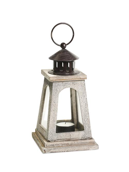 natural finish square lantern with a wood grain finish - 945462 - Very Small Image - 1