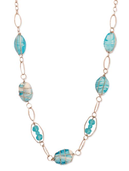 blue beaded chain necklace - 946755 - Very Small Image - 1