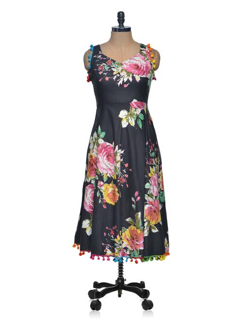 floral print dress with pom pom - 947424 - Very Small Image - 1