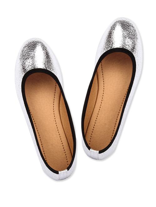 textured silver ballerinas - 948474 - Very Small Image - 1