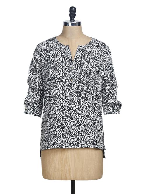 animal print mandarin neck top  - 952901 - Very Small Image - 1