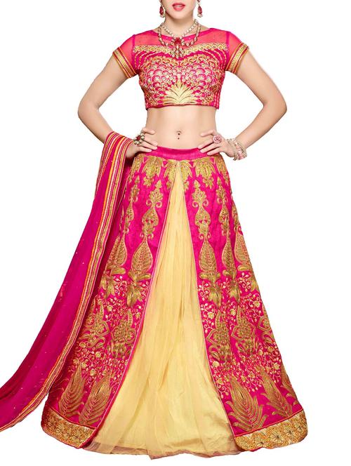 Multicolored net embroidered lehenga set - 9541228 - Very Small Image - 1