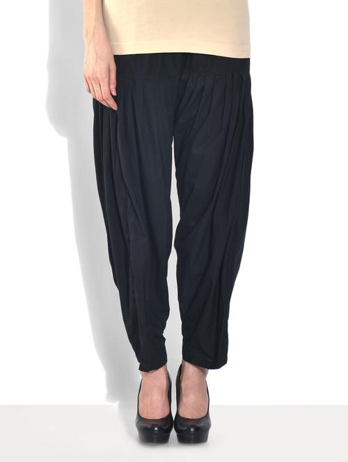 solid black cotton patiala salwar - 9542315 - Very Small Image - 1