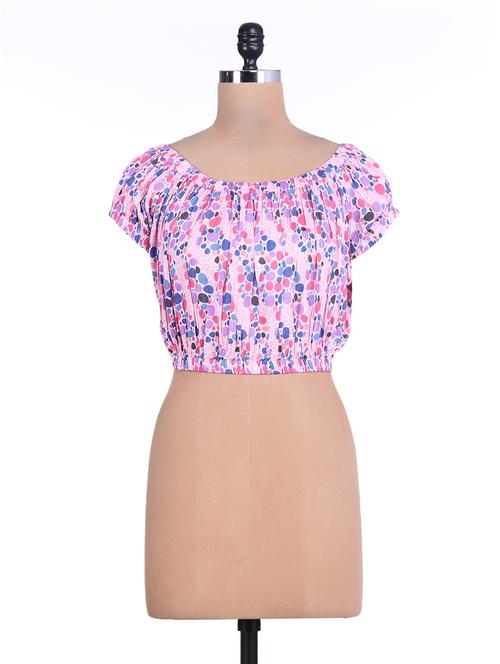 pink polka dotted rayon crop top - 9542969 - Very Small Image - 1