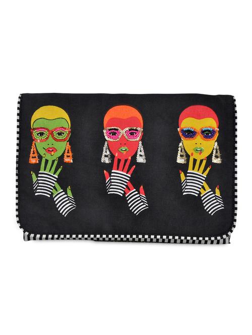 black sequined canvas sling bag - 9543471 - Very Small Image - 1