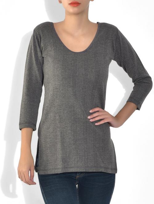 solid grey cotton blend thermal - 9545268 - Very Small Image - 1