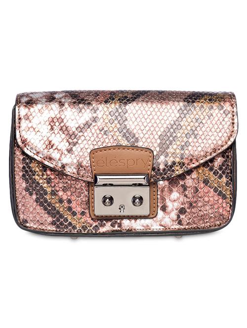 brown textured and printed leatherette clutch - 9545951 - Very Small Image - 1