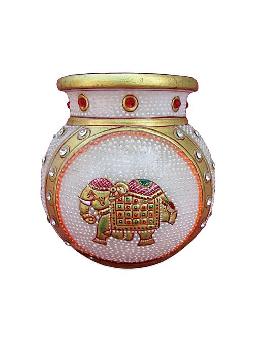 ethnic white marble pot - 954700 - Very Small Image - 1