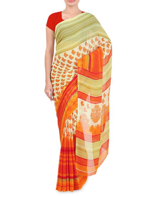 multicolored chiffon printed saree - 9547148 - Very Small Image - 1