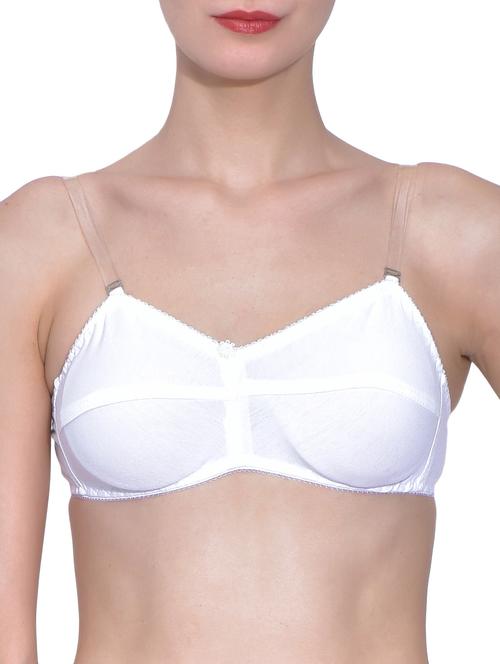 white cotton plain bra - 9547424 - Very Small Image - 1