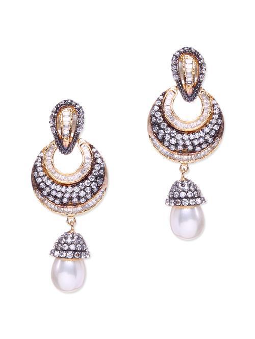 gold plated embellished ethnic earrings - 9552801 - Very Small Image - 1