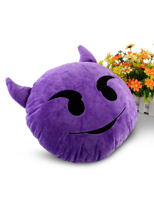 purple velvet printed devil cushion - 9554981 - Very Small Image - 1
