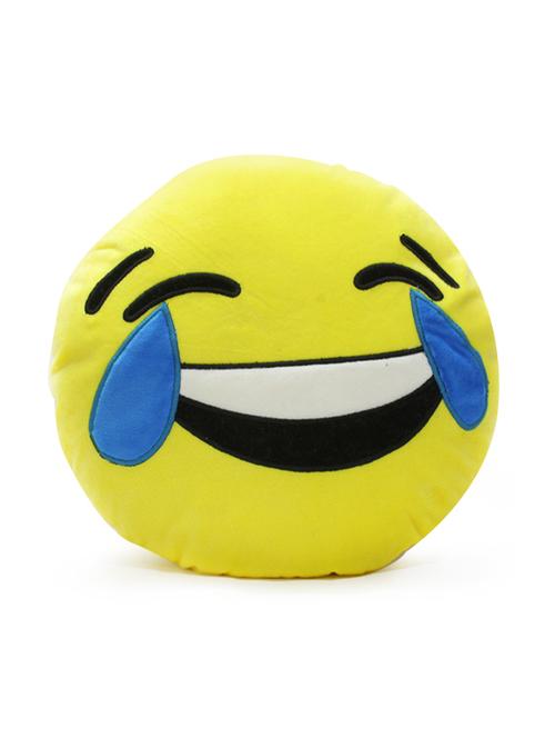 yellow velvet printed round cushion - 9554982 - Very Small Image - 1