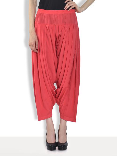 solid coral cotton dhoti pants - 9556637 - Very Small Image - 1