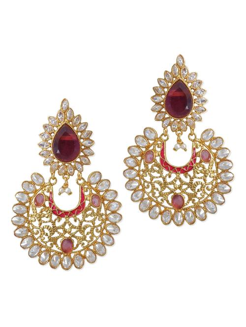 cut-work maroon stone earrings - 956272 - Very Small Image - 1