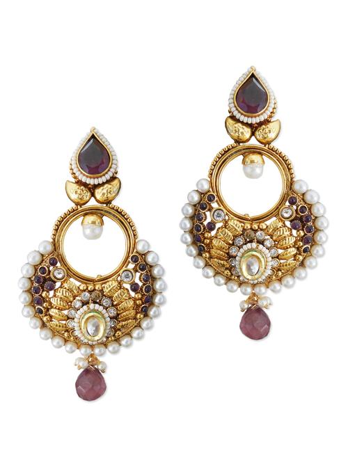 purple stone studded earrings - 956318 - Very Small Image - 1