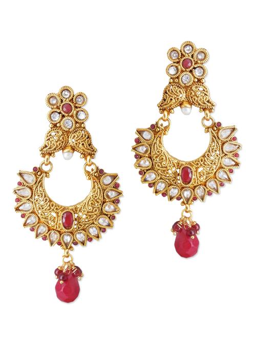 maroon stone golden earrings - 956339 - Very Small Image - 1