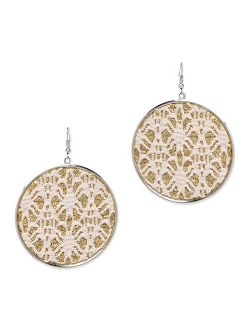gold and beige printed earrings - 9564883 - Very Small Image - 1