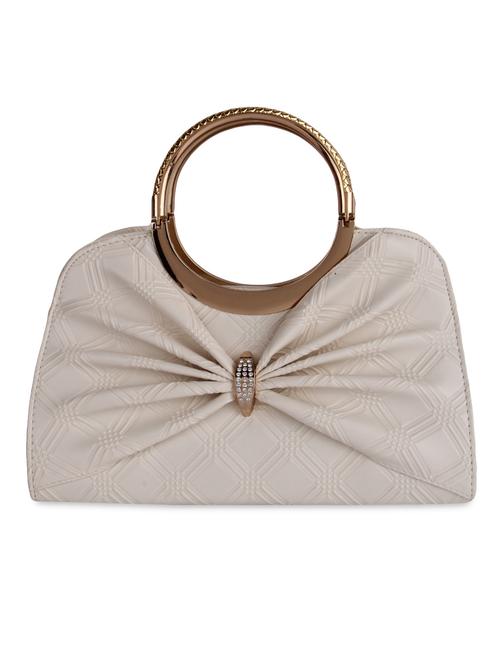 silver leatherette textured hand heal bag - 9566769 - Very Small Image - 1