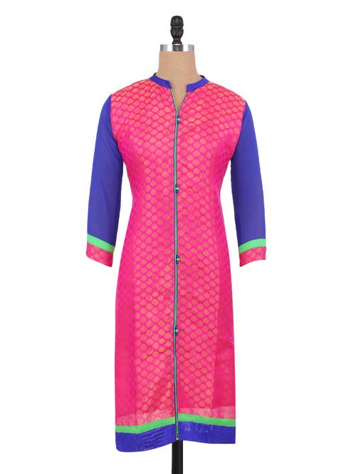 pink chanderi silk brocade kurta - 9567598 - Very Small Image - 1