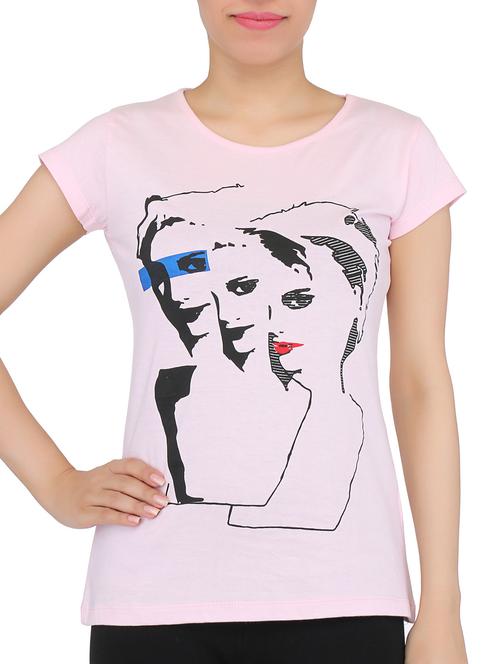 light pink printed cotton t- shirt - 9569466 - Very Small Image - 1