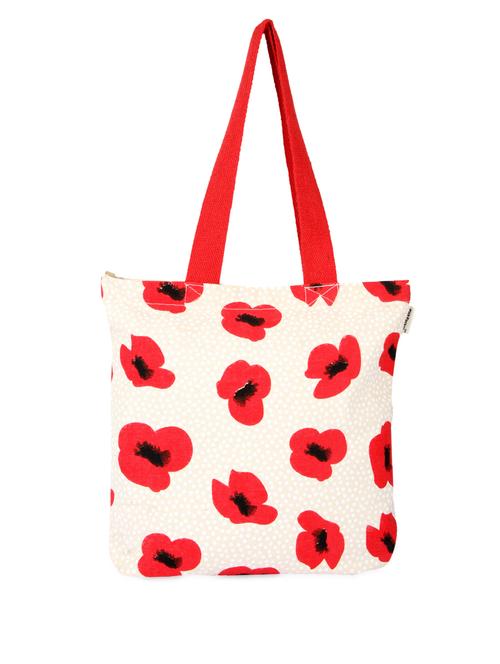off-white and red poppy print shopping bag - 956994 - Very Small Image - 1