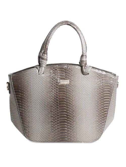solid grey faux leather textured handbag - 9582897 - Very Small Image - 1