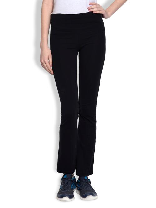 solid black cotton spandex track pants - 9583706 - Very Small Image - 1